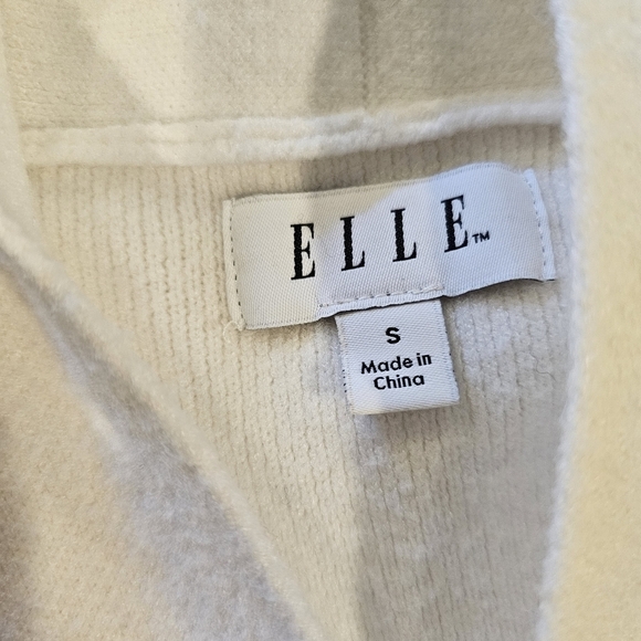 ELLE Beige Tan Cream Open Front Long Color block Cardigan Sweater sz S - Picture 6 of 11